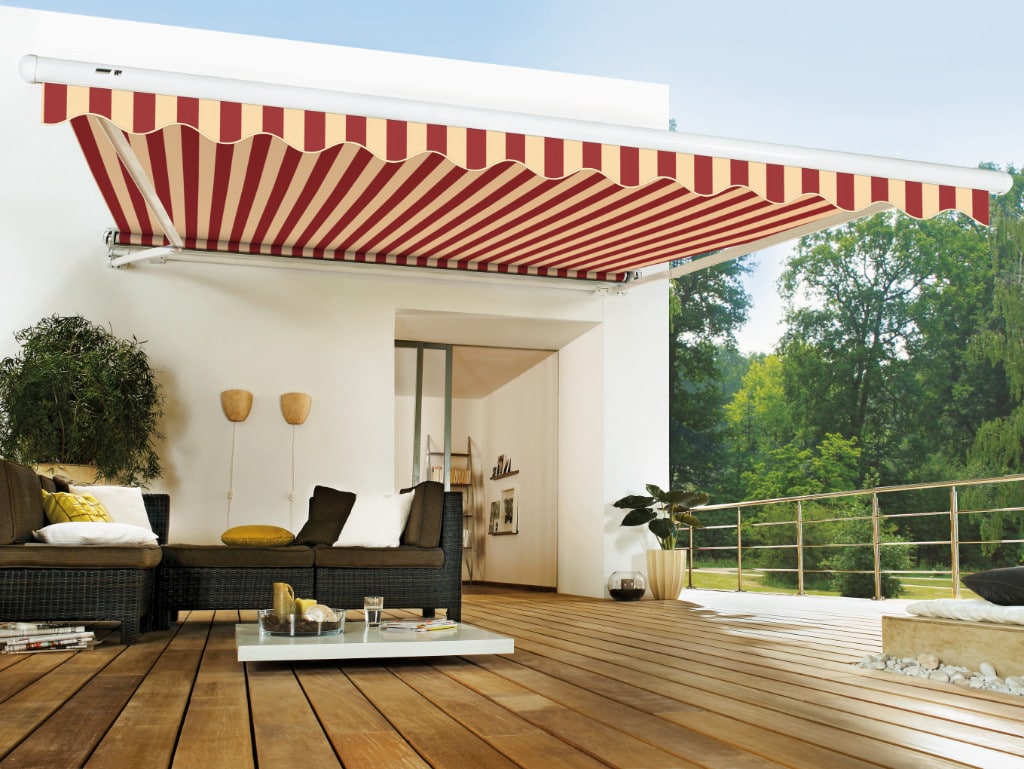commercial red canvas shade
